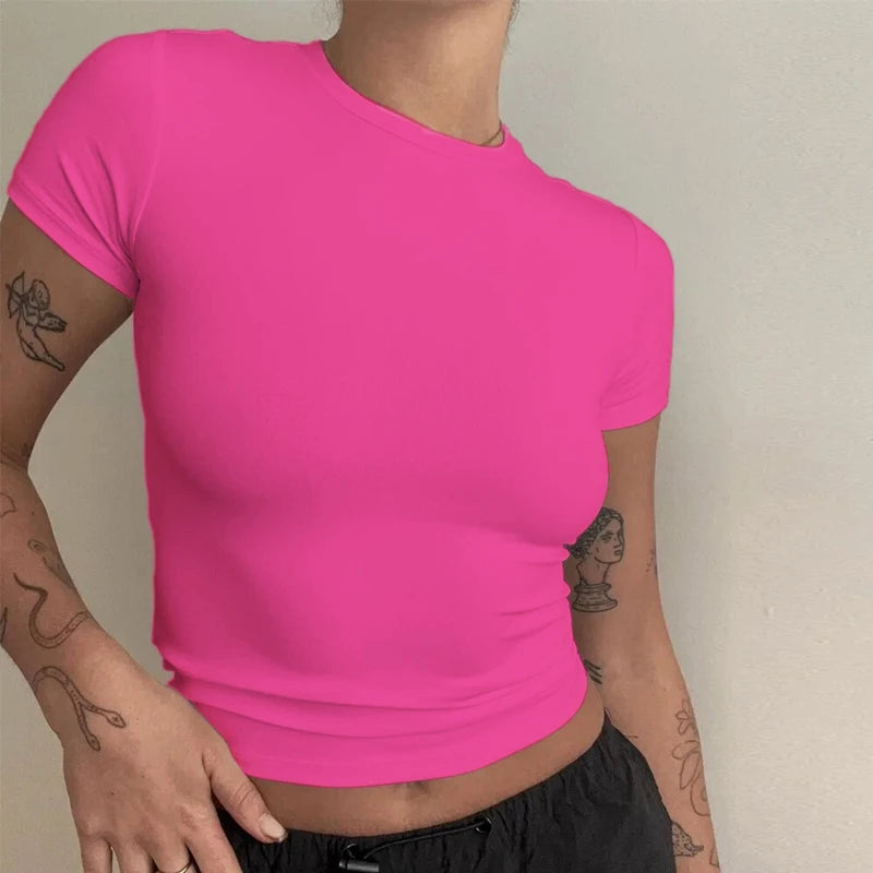 Woman Clothing Short Sleeve T-shirt Slim Fit